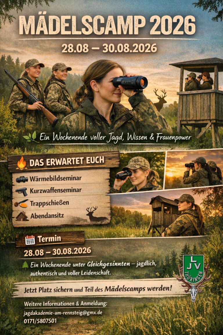 Flyer zum Mädelscamp 2026-Jagd, Wissen & Frauenpower