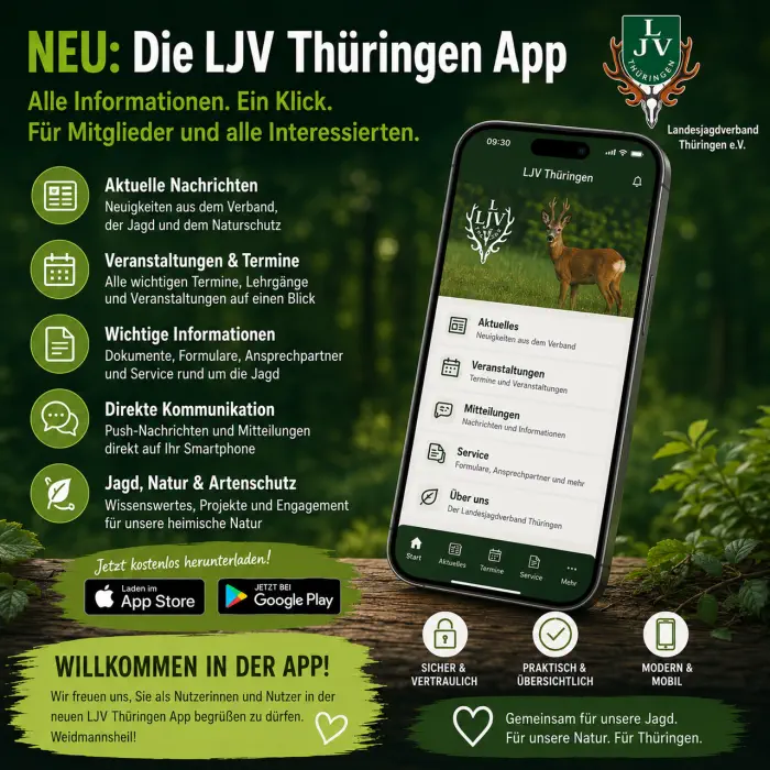 Poster zu Willkommen in der neuen LJV Thüringen App!
