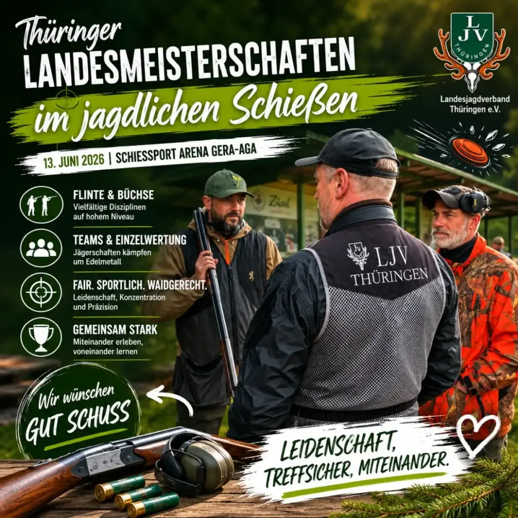 Poster zur Landesmeisterschaften im jagdlichen Schießen 2026 in Gera-Aga