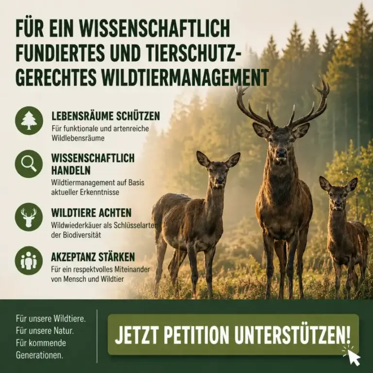 Poster zu Wildtiermanagement – Jetzt Petition unterstützen!