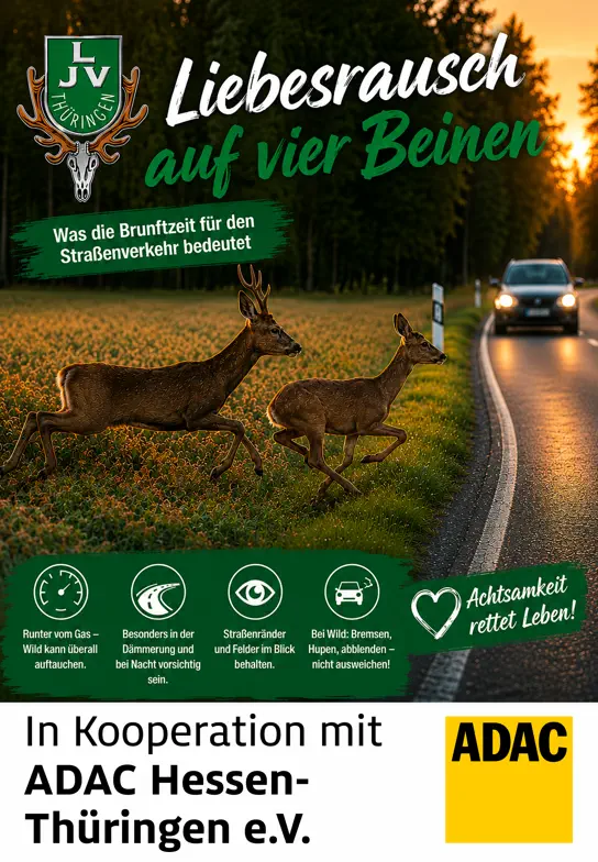 Poster zu Gefahr von Wildunfällen in Thüringen 2026