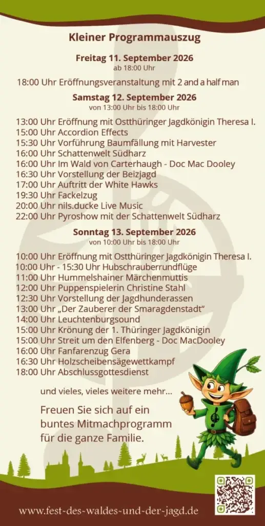 poster zum Programm 40. Fest des Waldes und der Jagd in Hummelshain
